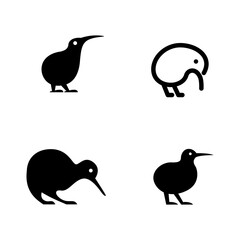 Kiwi bird logo icon design minimal simple black white