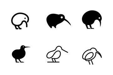 Kiwi bird logo icon design minimal simple black white