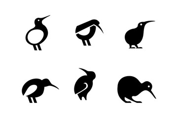 Kiwi bird logo icon design minimal simple black white