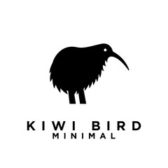 Kiwi bird logo icon design minimal simple black white