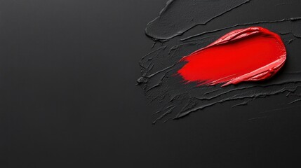 bold red lipstick smear on a textured black background for cosmetics