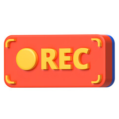 3D Record Button Icon for Video and Audio Recording