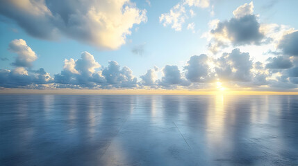 Obraz premium Sea and Sky with Sunset Clouds Realistic Image