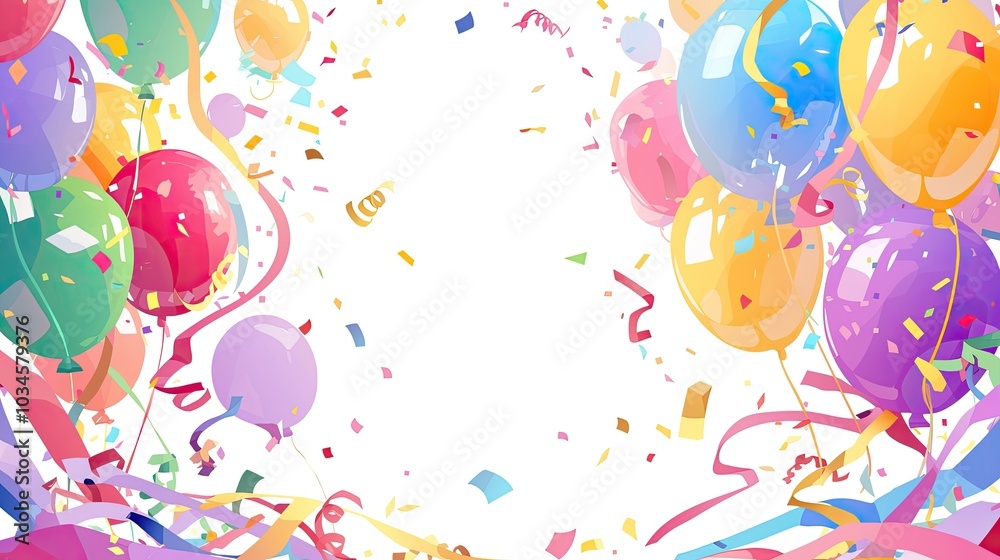 Aufkleber colorful balloons and confetti create a festive atmosphere for a celebration in an abstract backgrou