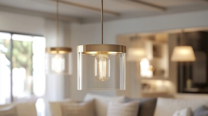 Modern Glass Pendant Light with Gold Fixture for Living Room Decor