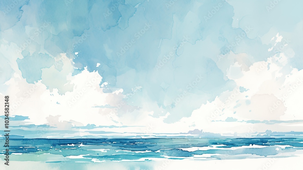 Aufkleber a tranquil seascape depicting gentle waves and a soft sun setting over the horizon, conveying a sens