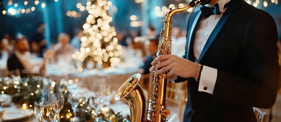Saxophone Player at a Festive Gathering