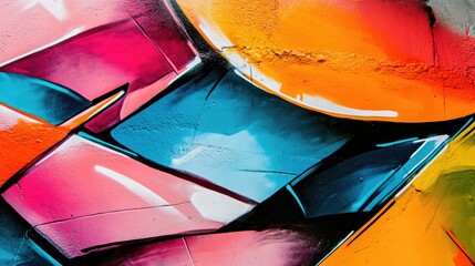Vibrant Graffiti Mural with Neon Colors
