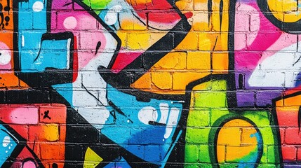 Obraz premium Colorful Graffiti Wall Close-Up Art