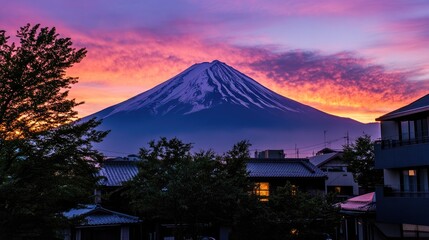 Dramatic Sunrise Over Mount Fuji Landscape