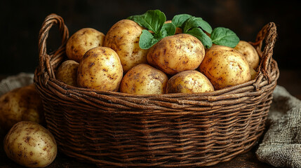 organic potatoes basking in warm natural sunlight. Symbolizing growth, sustainability, and the cycle of nature, it conveys the purity and simplicity of farm-to-table produce