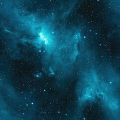 Fototapeta premium Cyan Blue Outer Space Galaxy Seamless Pattern Texture