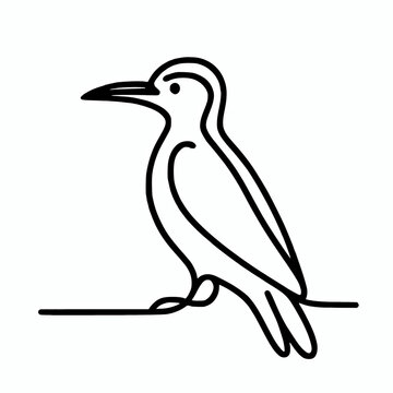 recommend clip art: Woodpecker single continuous line vector silhouette illustration 