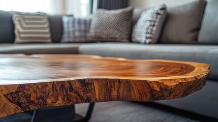 Modern Living Room with Rustic Wooden Coffee Table