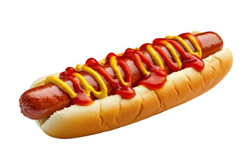 Hot dog in advertising style. Fast food concept. Isolated background, PNG template for the project