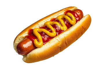 Hot dog in advertising style. Fast food concept. Isolated background, PNG template for the project