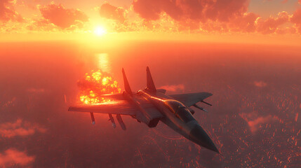 Naklejka premium Fury Above the Flames Wings of Destruction and Chaos