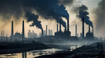 Obraz premium a atmospheric photograph depicting an industrial landscape