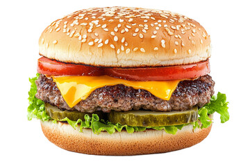 Burger or hamburger on isolated background, PNG template for installation in the project. Fast food advertising