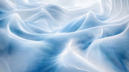 Obraz premium Abstract winter scene with swirling shades of icy blue and white, resembling snowdrifts and frosty patterns. Soft gradients and flowing shapes evoke the feeling of cold winds and snowfall.