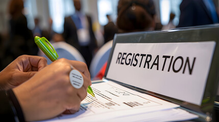Registration Desk at an Event with a Professional Signing