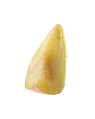 Slice of ripe plum isolated on white