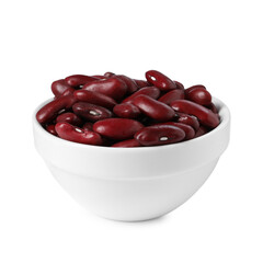 Dried red beans in bowl isolated on white
