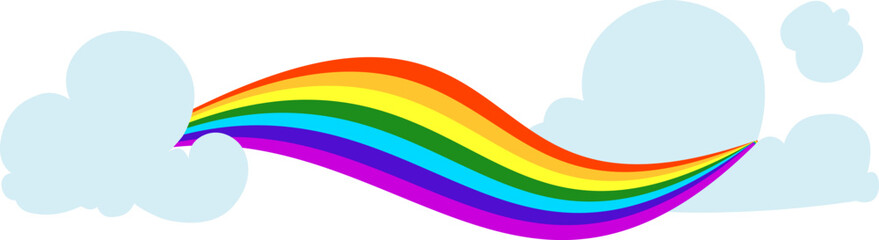 Rainbow in cloud. Colorful sky. Weather day element