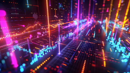 Obraz premium Dynamic Financial Market Graphs Illustrating Stock Trends and Economic Data in Vibrant Colors 