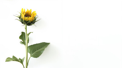 Fototapeta premium Bright Yellow Sunflower on Minimalist Background with Copy Space