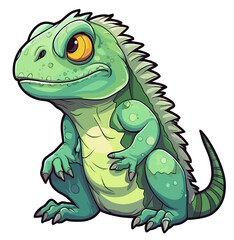 Obraz premium Cartoon sticker of an Iguana over transparent background