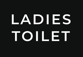 Black and white ladies toilet sign with text flat vector icon for coffee shop