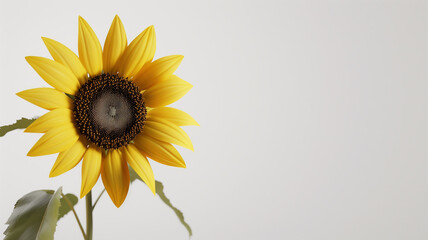 Bright Yellow Sunflower on Minimalist Background with Copy Space

