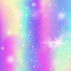 Fairy Background. Pink Rainbow Gradient. Magic Invitation. Holographic Girlish Effect. Purple Cosmic Pattern. Blue Fantasy Hologram. Girl Texture. Stars Fairy Background.