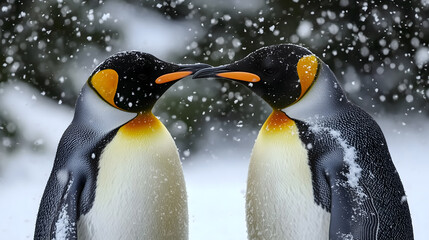 Obraz premium Penguins Standing in Snowy Landscape 