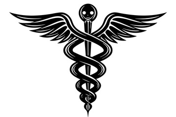 Caduceus health symbol silhouettes vector