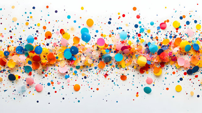 Colorful Confetti Burst Scattered Across a Bright White Surface Celebrating Joyful Moments