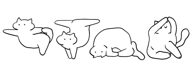 Cute Yoga Cat Doodle Set for Relaxation, Fitness and Pet Themes Designs 