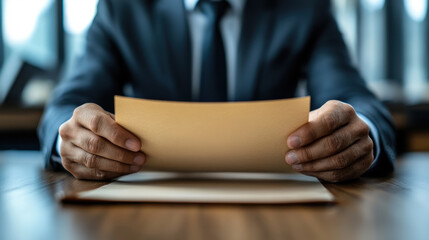 Obraz premium Businessman Holding Blank Paper.