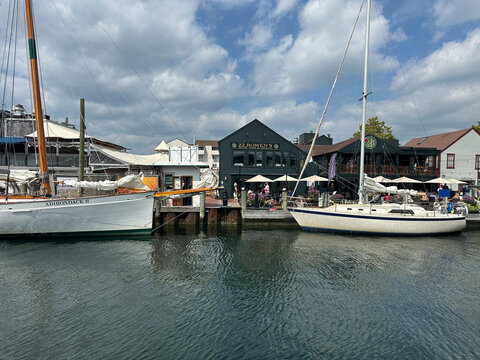 Bowen's Wharf marina in downtown Newport, Rhode Island (RI)