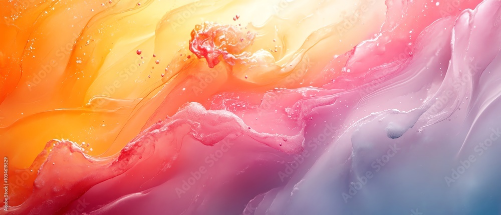 Poster colorful abstract 3d rendering showcasing rainbow ink splatter background