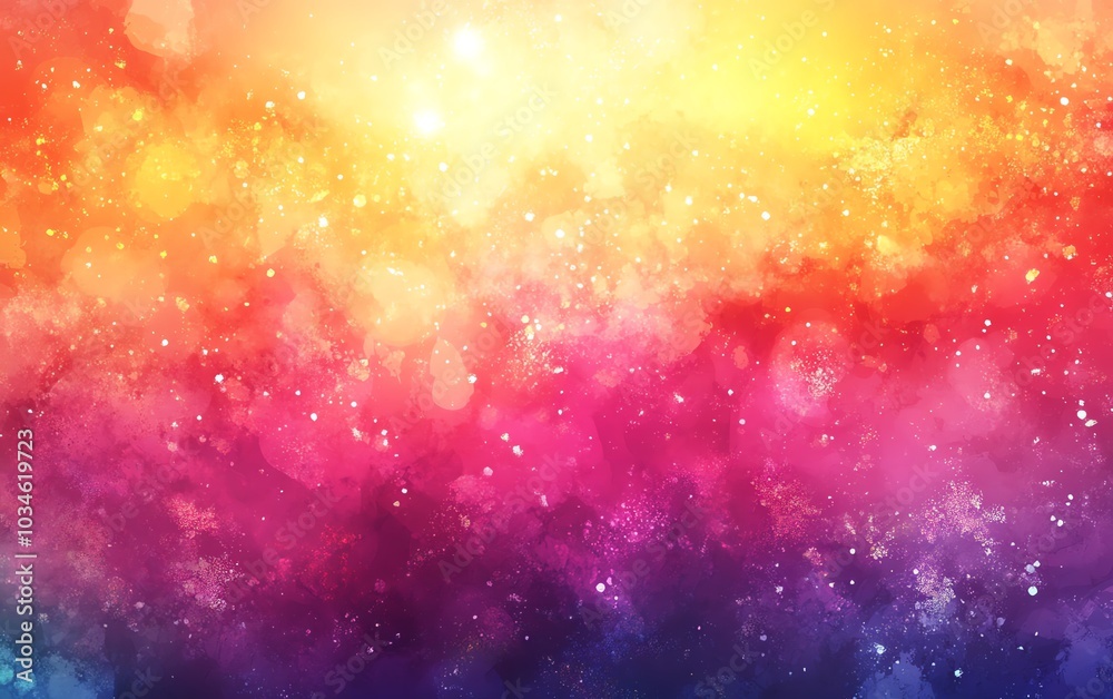 Poster eyecatching abstract 3d rendering with a rainbow ink splatter background, fantasy flower watercolor 