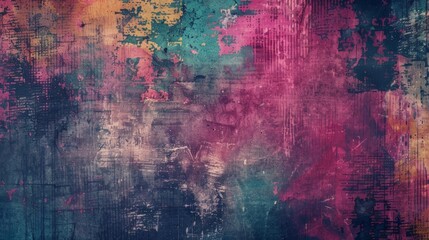 A moody and eclectic pop art background combining bold colors with a subtle grain texture for a vintage vibe