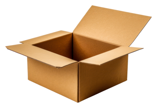 PNG Brown box open cardboard carton white background.
