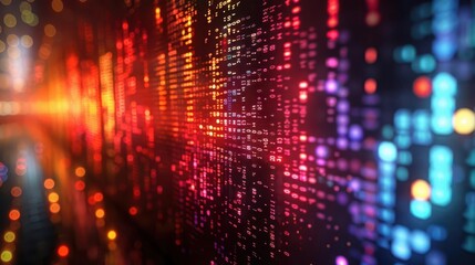 Fototapeta premium Financial graphs, vibrant colors, close-up, digital display, detailed