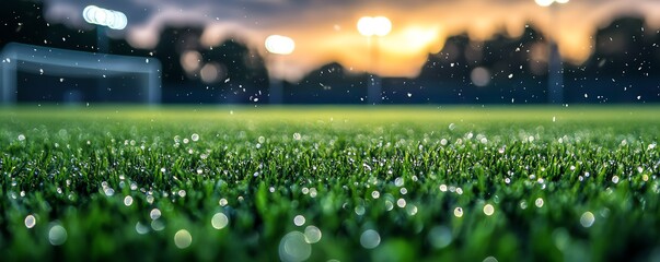 Stunning extreme closeup of soccer field grass blades