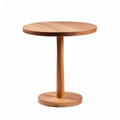 Wooden side table with a round top.