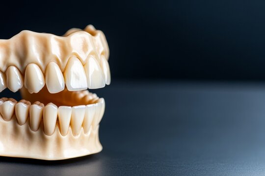 A close-up of the human jaw anatomy, highlighting the teeth, mandible, and maxilla in detail