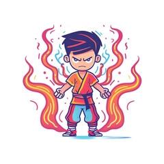 Cute Cartoon Cat Face with Green Eyes