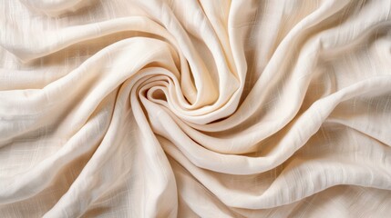 Obraz premium Soft white linen fabric with a crumpled texture, perfect for ecofriendly design and natural aesthetic vibes.